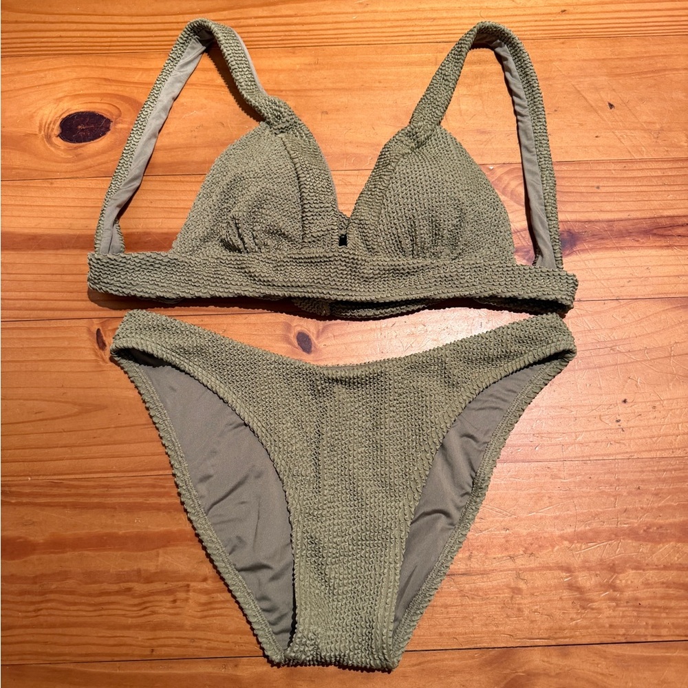 Olive Textured Bikini Set by Somerfield Swim